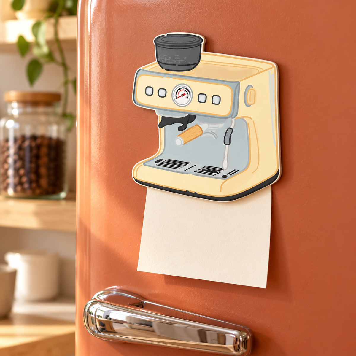 Pale Yellow Coffee Machine Fridge Magnet