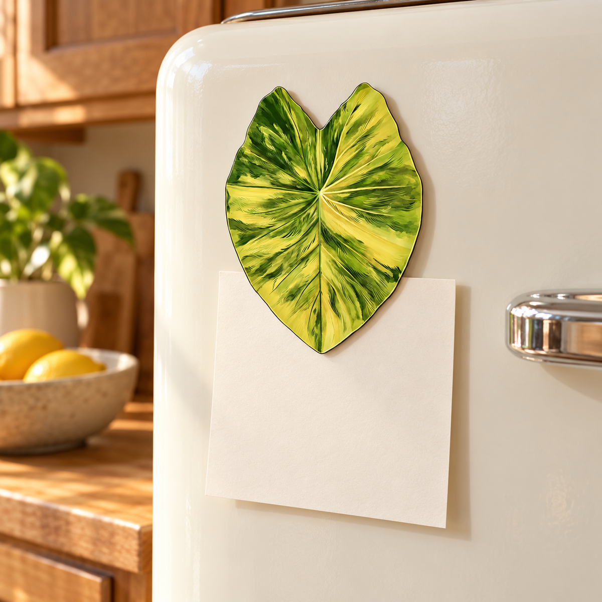 Yellow Variegated Alocasia Fridge Magnet