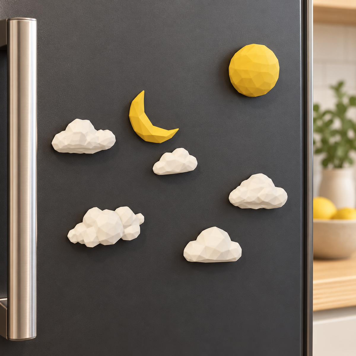 Geometric Sun & Moon Fridge Magnet Set