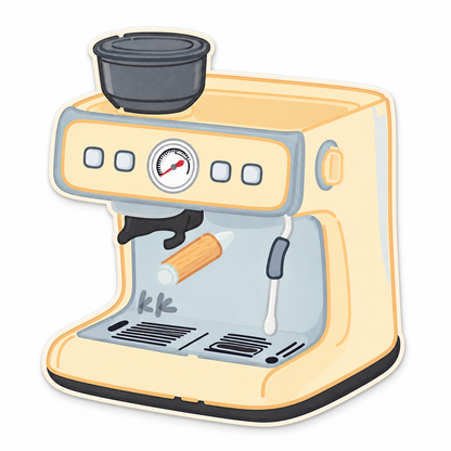 Pale Yellow Coffee Machine Fridge Magnet