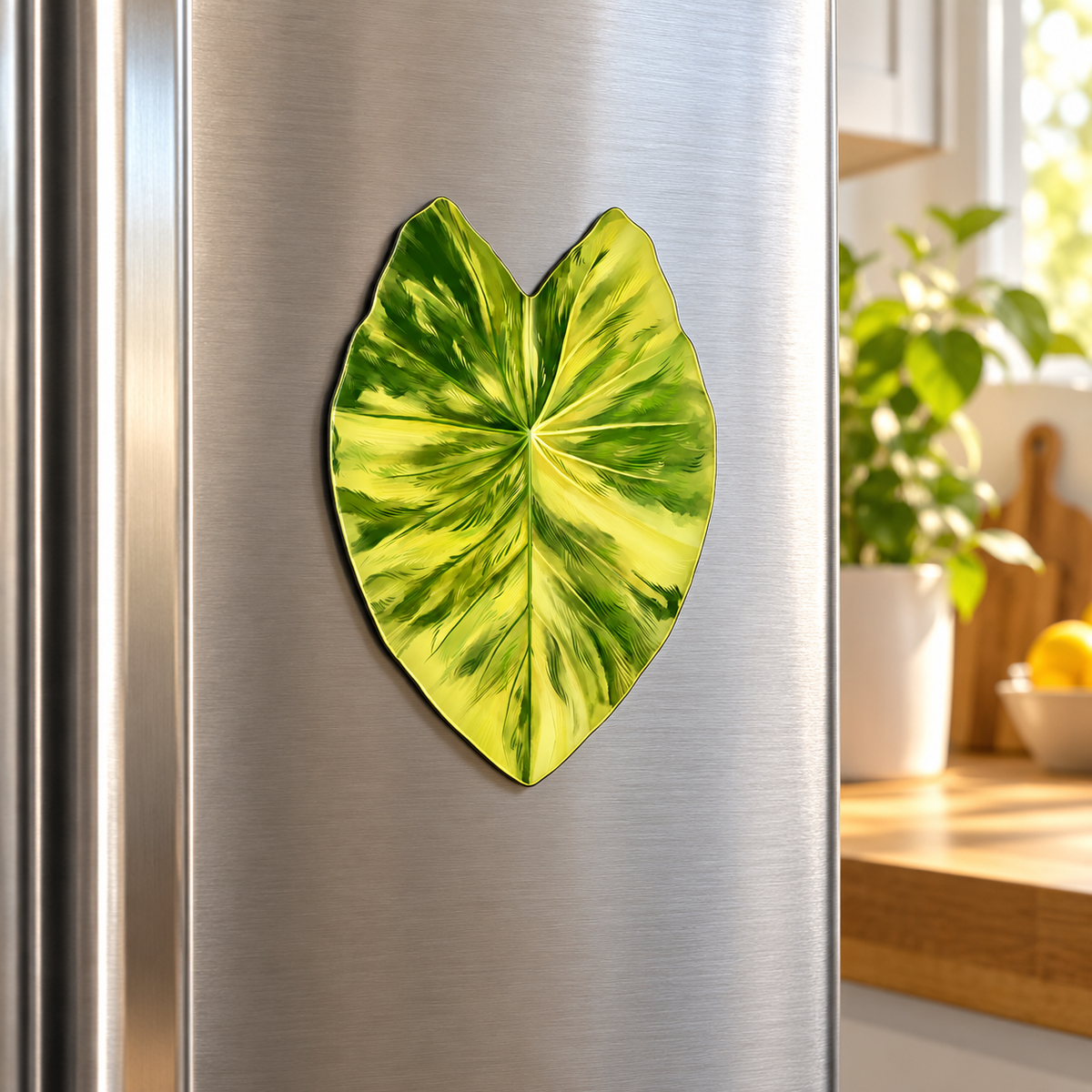 Yellow Variegated Alocasia Fridge Magnet