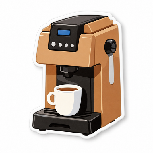 Brown Coffee Machine Fridge Magnet