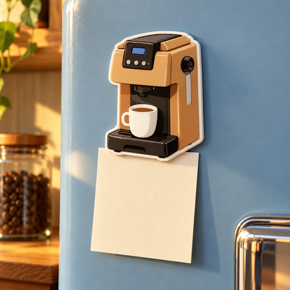 Brown Coffee Machine Fridge Magnet