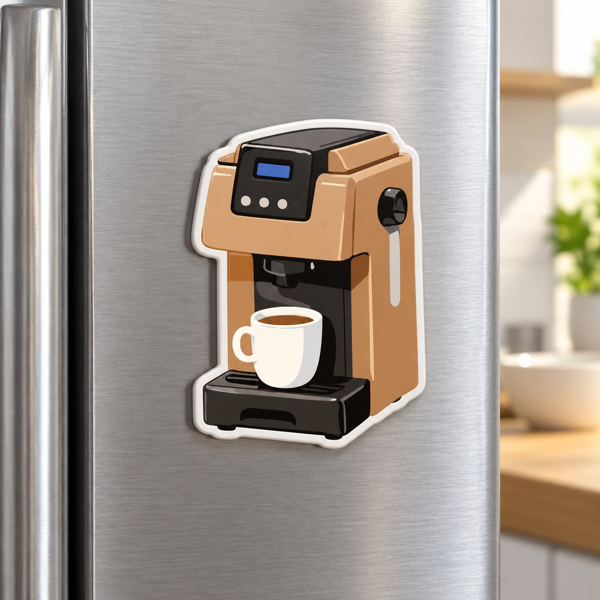 Brown Coffee Machine Fridge Magnet