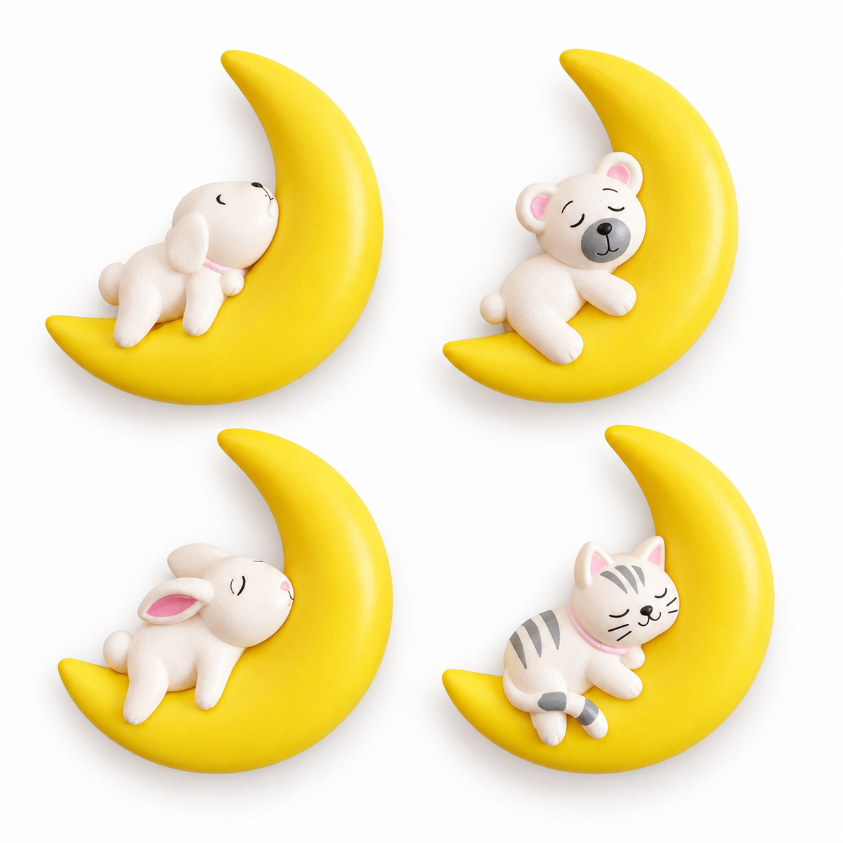Crescent Moon Animal Fridge Magnets