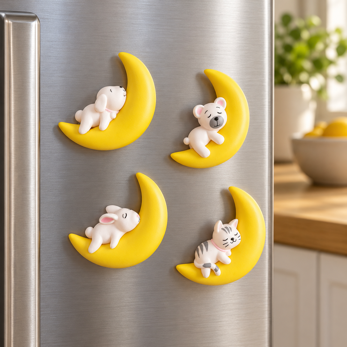 Crescent Moon Animal Fridge Magnets