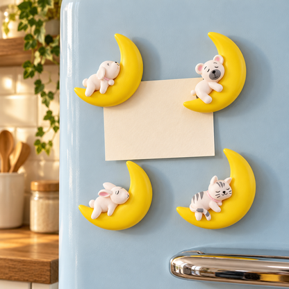 Crescent Moon Animal Fridge Magnets