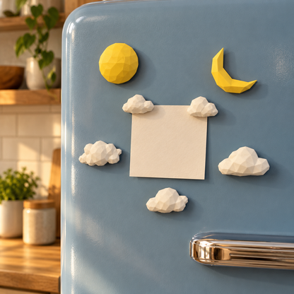 Geometric Sun &amp; Moon Fridge Magnet Set